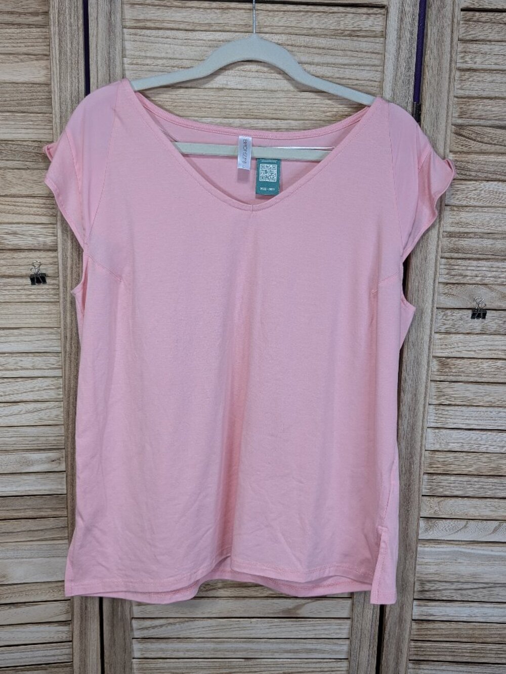 Bronzini Women's Pink V-Neck Short Sleeve Top Size Large NWT